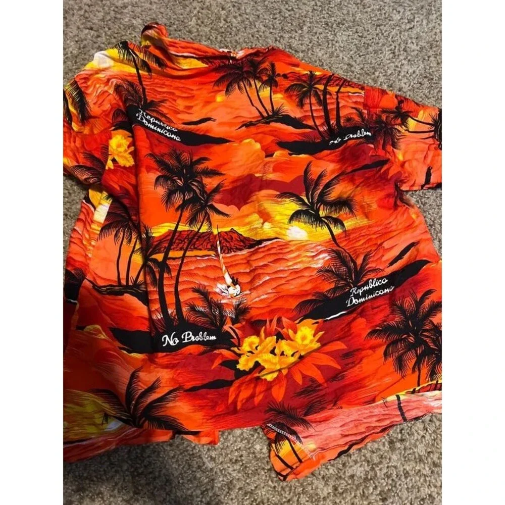Dominican Republic kids Hawian button down shirt